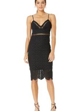 Bardot Sofia Embroidered Black Eyelet Lace Midi Dress XS NWT